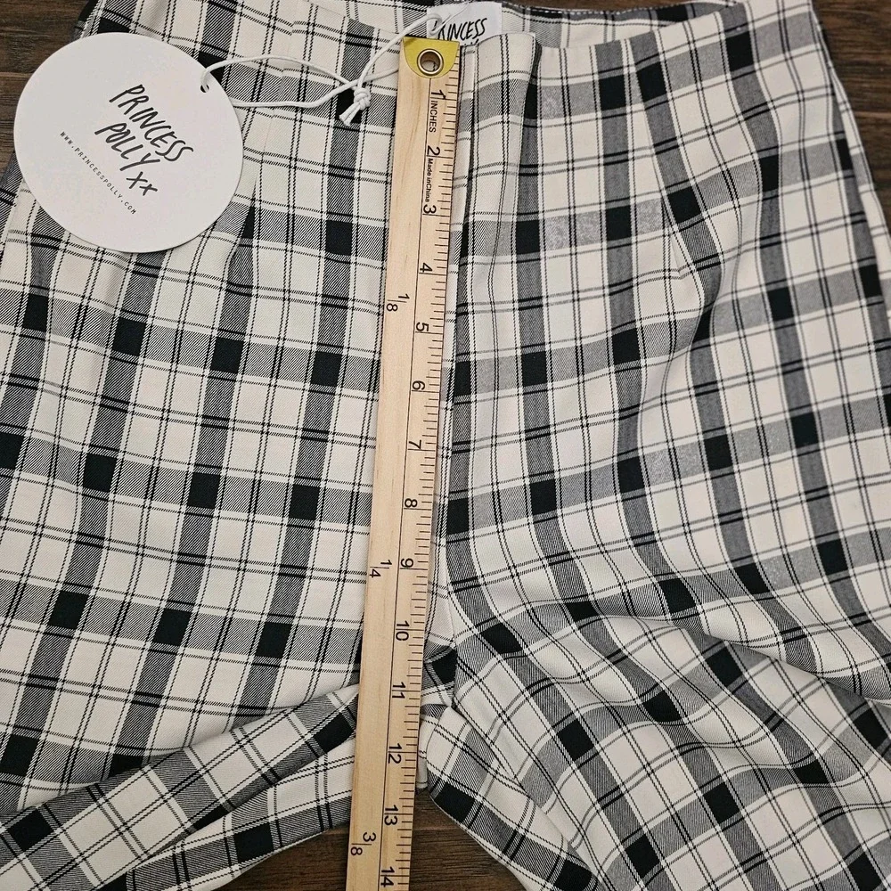 Princess Polly Euros Plaid Checkered Pants Womens Size 4 Straight Leg - Picture 3 of 8